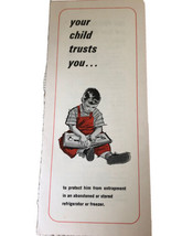 Child Warning Brochure Public Safety  Abandoned Freezer Fridge Vintage - $6.80