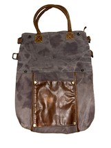 Myra Brown Canvas Leather Trim Shoulder Bag - £14.31 GBP