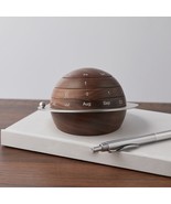 Walnut perpetual calendar digital, 2024 vintage wooden desk calendar, De... - $198.86 CAD