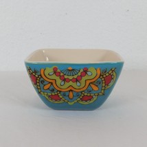 Pottery Bowl Multicolor Hand Painted Art Deco Square Geometric Small 2.2... - $14.52