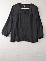 J Crew Womens Long Sleeve Top Blouse Size M Polyester Black - $19.68