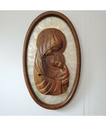 Madonna &amp; Child Virgin Mother Mary Jesus Vintage Wood Wall Plaque Sculpture - $1,130.75 MXN