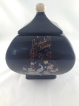 black table jar candy/confection ceramic hand painted happy birthday w/peacock - £19.98 GBP