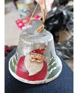 Set of 2 Christm pendant bell iron santa art painted bell ornaments NEW - $14.92 CAD