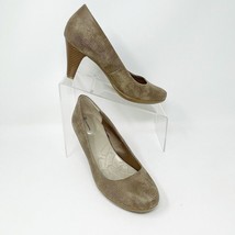 Giani Bernini Womens Taupe Textured Leather Padded, Stacked Heel Pump Si... - $31.63