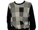 Norm Thompson Patch Checker Knit Lightweight Sweater Men Medium Black Grey - £13.98 GBP