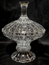 GODINGER Heavy Crystal OLYMPIA 11&quot; Covered Compote Candy Dish 8.25&quot; Diam... - $33.45