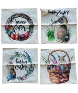 Easter Theme Throw Pillow Covers 18X18 in Linen Watercolor Design Set of 4 - £15.54 GBP