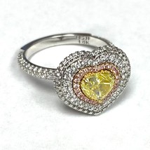 GIA 1.91CT Natural Fancy Yellow Heart Diamond Engagement Ring 18k Gold - £5,210.12 GBP