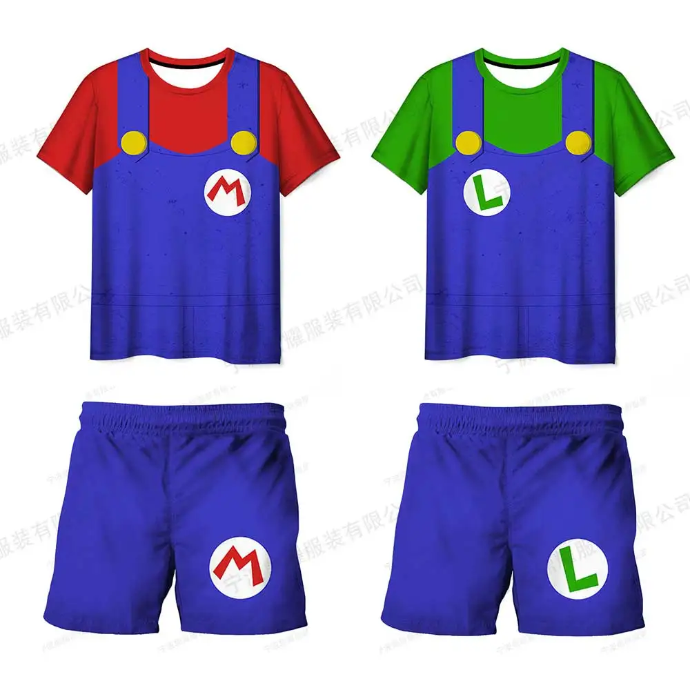 Kids Boys Girls Clothing Sets Super Mario T Shirts Shorts 2 Pcs Suits Cartoon - £14.20 GBP+