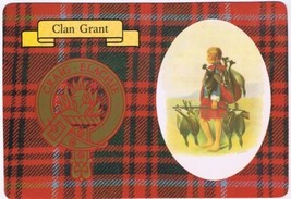 Postcard Tartan Crest Clan Grant Mountain Inflamed Piper Scotland 4.75 x... - £7.08 GBP