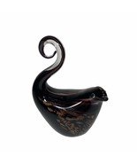 Gea Art Glass Bird Heavy Purple Gold Figurine 5.75” - $31.20