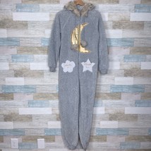 Holiday Time Celestial Hooded Plush One Piece Union Pajama Gray Womens S... - £23.34 GBP