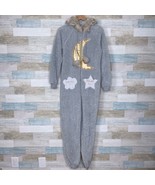 Holiday Time Celestial Hooded Plush One Piece Union Pajama Gray Womens S... - £23.35 GBP