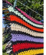 Vitas Handmade Colorful Black Rainbow Striped Crochet Large Throw Blanke... - $1,622.93 MXN