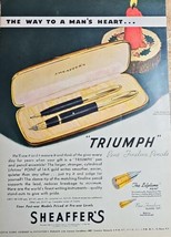 SHEAFFER&#39;S &quot;TRIUMPH&quot; Pens 1946 Vintage Print Ad  The Way To a Man&#39;s Hear... - £10.07 GBP