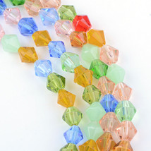 lot of 10 strds Faceted Bicone Mixed Color 4mm glass beads  789 - £6.70 GBP
