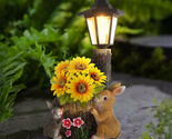 Outdoor Rabbits Flowerpot Garden Statues Sculpture Figurine Decor Solar ... - $65.19