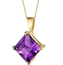 2 Ct Lab Created Amethyst Solitaire Pendant Necklace in 14K Yellow Gold Plated - $37.39