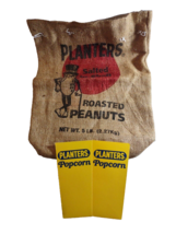 Planters Peanut Vintage Burlap Roasted Nut 5 Pound Bag Sack + Popcorn Ho... - £22.30 GBP