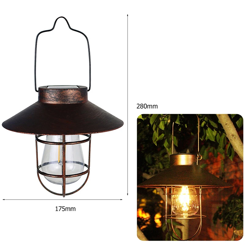 Retro Solar Lantern Hanging Lamp Waterproof Vintage Night Light Portable Outdoor - £62.29 GBP