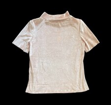 Anthropologie Women’s Pink Rose Velvet Mock Neck Top XS NWT $68 Short Sleeve image 5