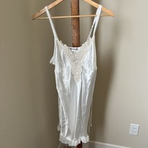 Linea Donatella Womens Medium Satin Embellished Chemise Nightgown White Bridal - £12.39 GBP