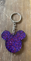 Disney Inspired Mickey Mouse Head Resin Keychain Purple Glitter 2” - £9.10 GBP