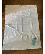 VTG BABY BLANKET Acrylic TEDDY BEAR BALLOON Print BINDING Trim Fleece Crib - $70.13 CAD
