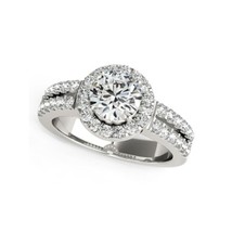 Double row 1 ct diamond engagement ring/14K white gold wedding anniversary ring - £8,724.14 GBP