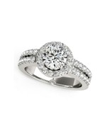 Double row 1 ct diamond engagement ring/14K white gold wedding anniversa... - £6,093.99 GBP+
