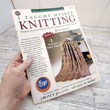 I taught Myself Knitting 1988 Vintage Craft Booklet Afghan Lapgan Patterns Boye  - $11.87