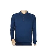 Men&#39;s Sweater Knit By BRANGO Turkey Polo Neck Cotton Blend 21220 Sax Blue - $1,029.68 MXN