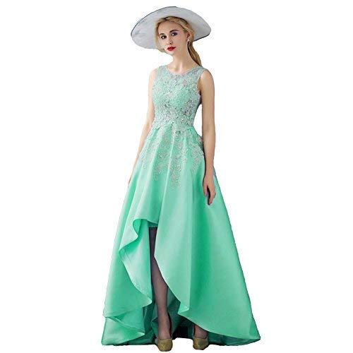 Kivary Plus Size Beaded Lace High Low Sheer Prom Homecoming Formal Dress Mint US