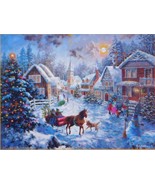 SunsOut Nicky Boehme Merry Christmas 1000 pc Jigsaw Puzzle Sleigh Church... - £15.00 GBP
