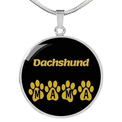 Dachshund Mama Circle Necklace Stainless Steel or 18k Gold 18-22" Dog Owner Love