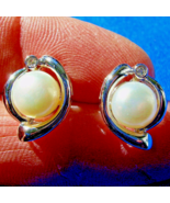 Elegant Pearl Diamond European Earrings Unique Design Deco Syle Button S... - €1.893,39 EUR