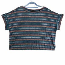 Prana Shirt Women&#39;s XL Extra Large Striped Hemp Blend Vosky Top Cropped Casual - £13.06 GBP