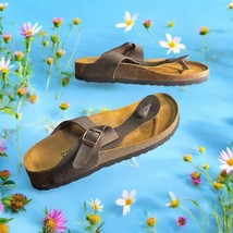 Birkenstock Betula Gizeh Thong Sandals 38 Women 7 Men 5 Brown Leather Sy... - $28.05