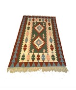 Vtg Antique Handwoven Wool Flat Weave Fringed Turkish Aztec Area Rug 6&#39;8... - $6,716.49 MXN