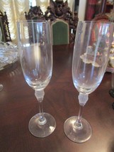 Golden Rondelle By Gorham Fine Crystal 2 Champagne Flutes 9 1/2&quot; - £50.89 GBP