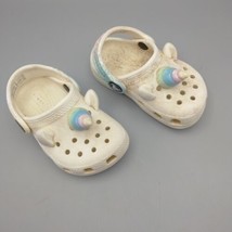 Crocs Rainbow Unicorn Clogs Sandals Baby Toddler Girls Size 5 C5 White - $12.86