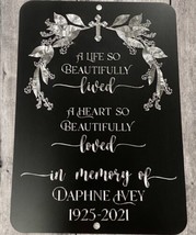 Engraved Personalized Memorial Grave Marker Metal In Memory Sign 10x7 Pl... - $29.95