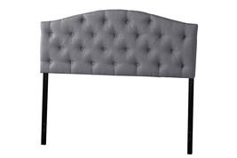 Marcy Queen Size Gray Fabric Upholstered Button-tufted Scalloped Headboard - $2,796.88 MXN