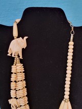Vintage Hand Carved Elephant-Shaped Bead Necklace, One-of-a-kind 24 in - £19.62 GBP
