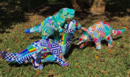 Children’s Paper Maché Decor Fabric Covered Dinosaurs Set of 3 Decoratio... - £49.16 GBP