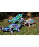 Children’s Paper Maché Decor Fabric Covered Dinosaurs Set of 3 Decoratio... - €53,90 EUR