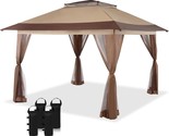 13X13 Canopy Pop Up Gazebo Canopy By Crown Shades Patented, Beige And Co... - $246.97