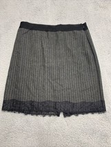 The Limited Skirt Gray Pencil Lace Trim Size 14 Lime Green Pinstripes Wo... - £7.76 GBP