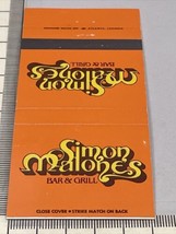 Matchbook Cover  Simon Malones  Bar &amp; Grill Restaurant  Atlanta, FL gmg ... - £9.81 GBP